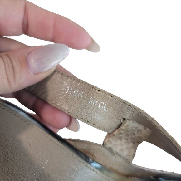 Christian Dior Beige Snake skin Strappy Slingback Heels Size 38 Women's Designer - Picture 8 of 11